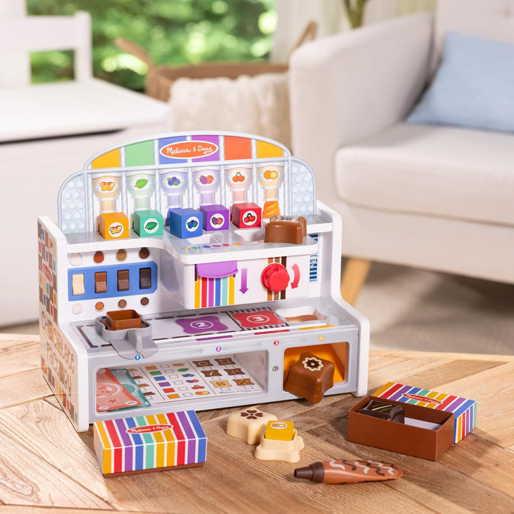 Melissa & Doug Schokoladenfabrik-Spielset aus Holz, Spielzeug-Süssigkeitenmaschine für Jungen und Mä