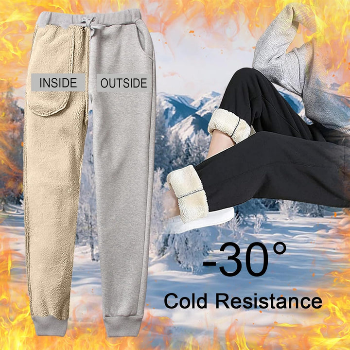 CheChury Jogginghose Damen Winter Warm Thermohose Sherpa Innenfutter Sweathose Gefüttert Sport Hosen