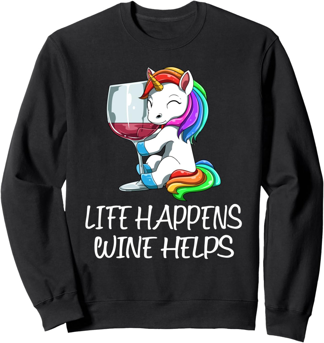 Sarkastisches Wein Einhorn Trinken Humor Sweatshirt
