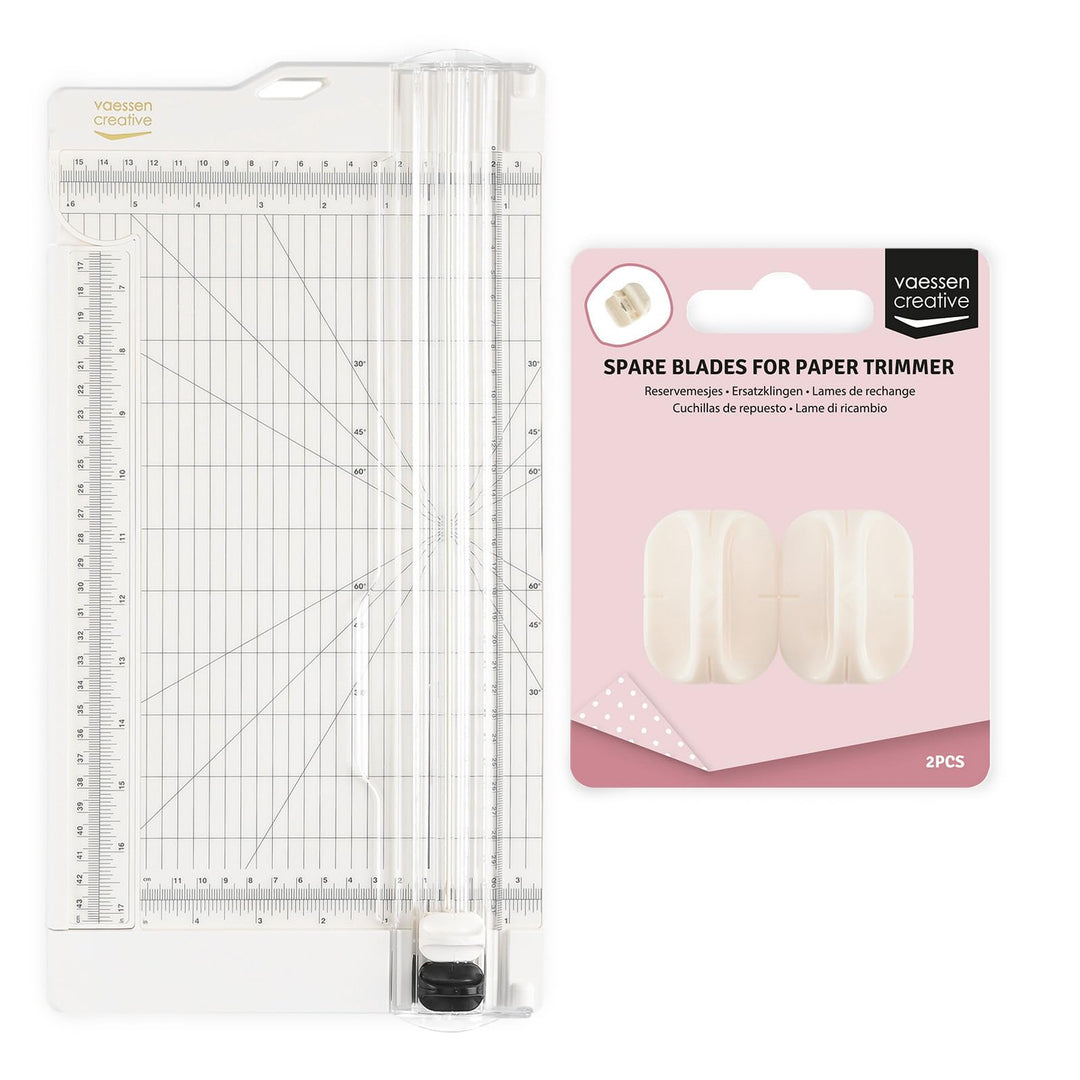 Vaessen Creative Papierschneider mit Falzbrett - Elfenbein - 15,2 x 30,5 cm - 2-in-1 Schneidemaschin