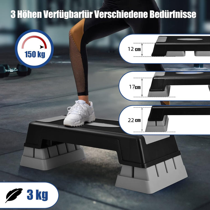 GOPLUS Aerobic Steppbrett, Rutschfestes Trainingsbrett mit 3 Einstellbare Höhen, Multifunktionales S