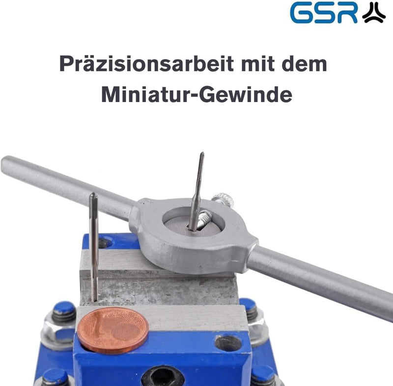 GSR PROFI Miniatur-Gewindeschneidsatz, 30-teilig, metrisch, Geschwindeschneider Set HSS-G, M1-M2,5 G