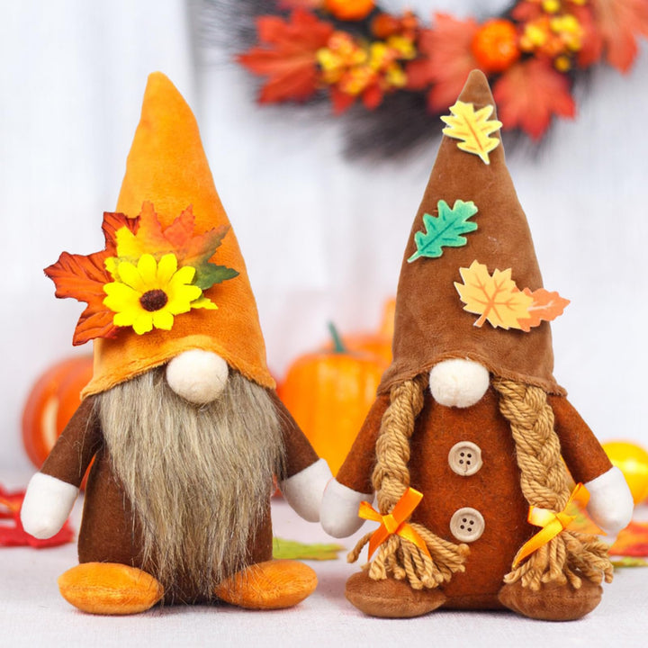Herbstdeko Wichtel, 2 Stück Herbst Dekoration Wichtel Figuren, Herbst Deko Wichtel Puppen mit Sonnen