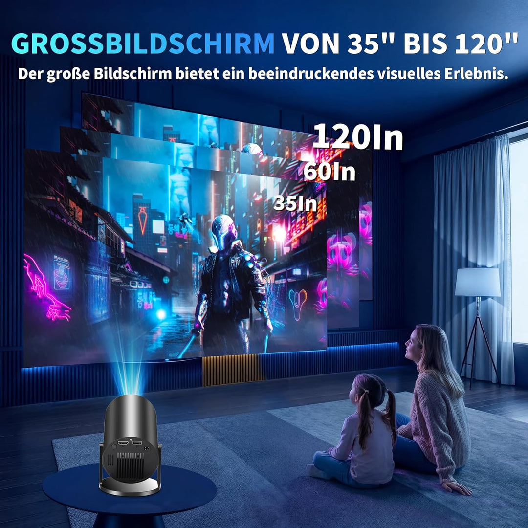 Mini Beamer Unterstützt 4K 1080P 2026 Neuer Tragbarer Projektor mit 5G WiFi 6 und BT 5.4 Beamer Klei