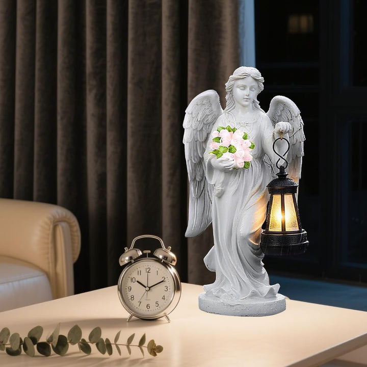 Solar Engel Gartenstatuen, Grablicht Outdoor-Deko, LED Fairy Engel Figur, Engels Skulptur Deko Rasen