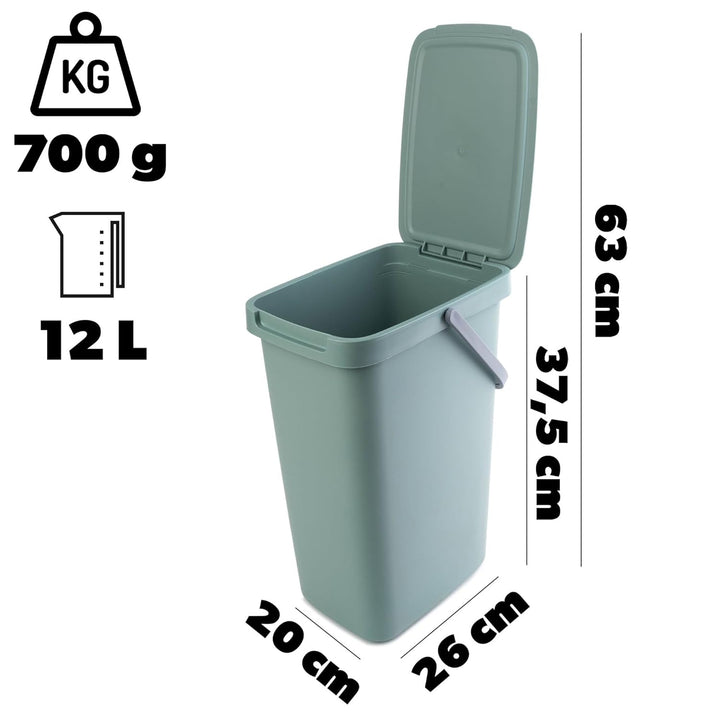 KADAX Abfallbehälter 12L, 4er Set, Abfalleimer aus Plastik mit Deckel und Griff, Mülleimer für Müllt