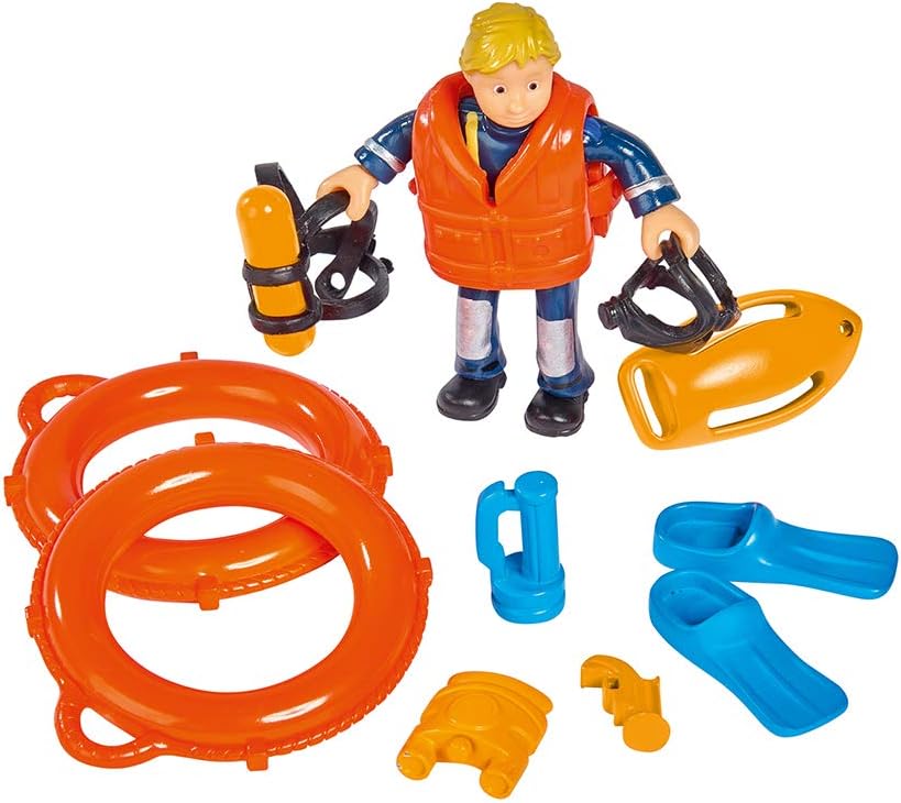 Simba 109251047 - Feuerwehrmann Sam Neptune Boot, mit Penny Figur im Tauchoutfit, mit Geheimfach und