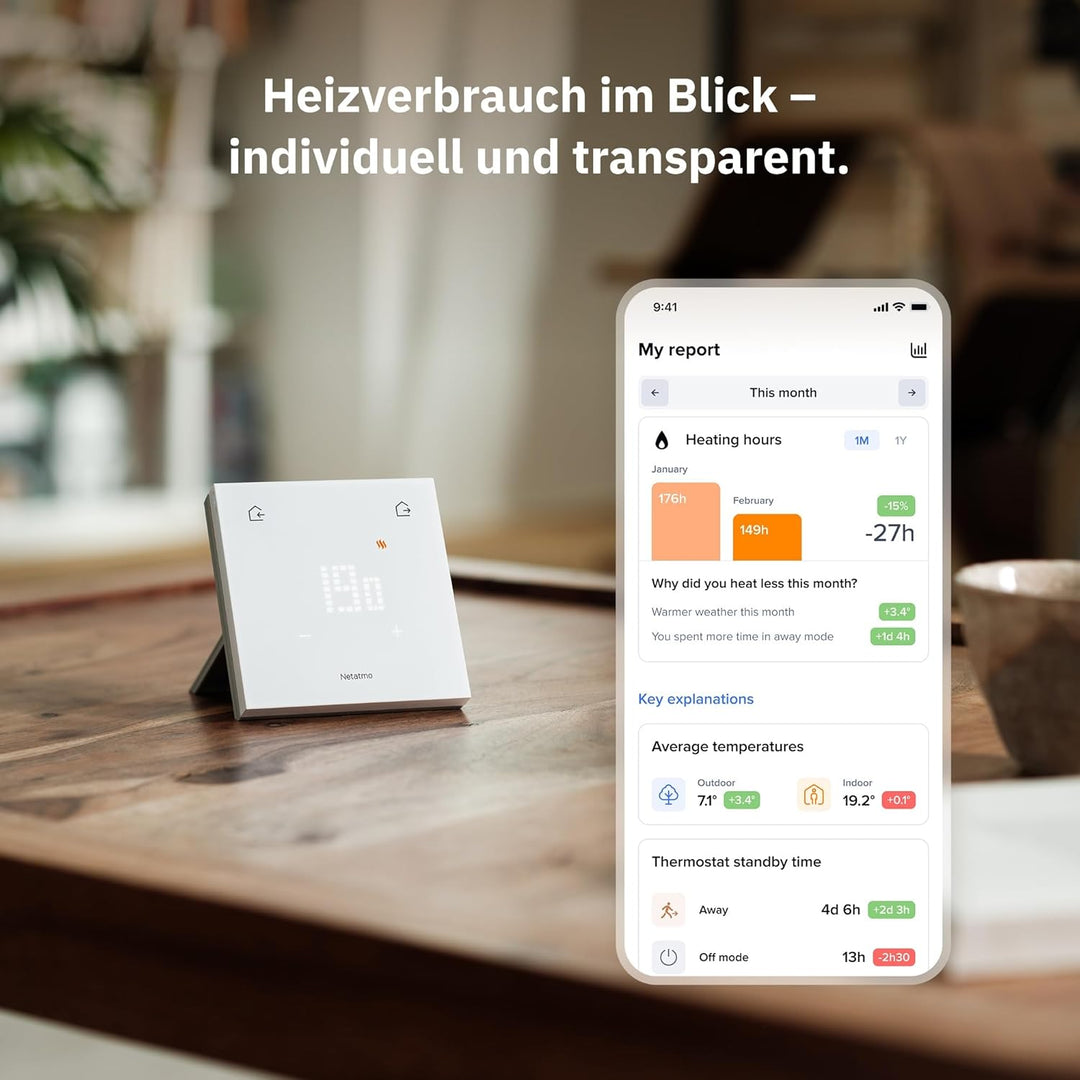 Netatmo Smartes Thermostat ORIGINAL für individuelle Heizkessel - Installationspaket, schnurlos/kabe