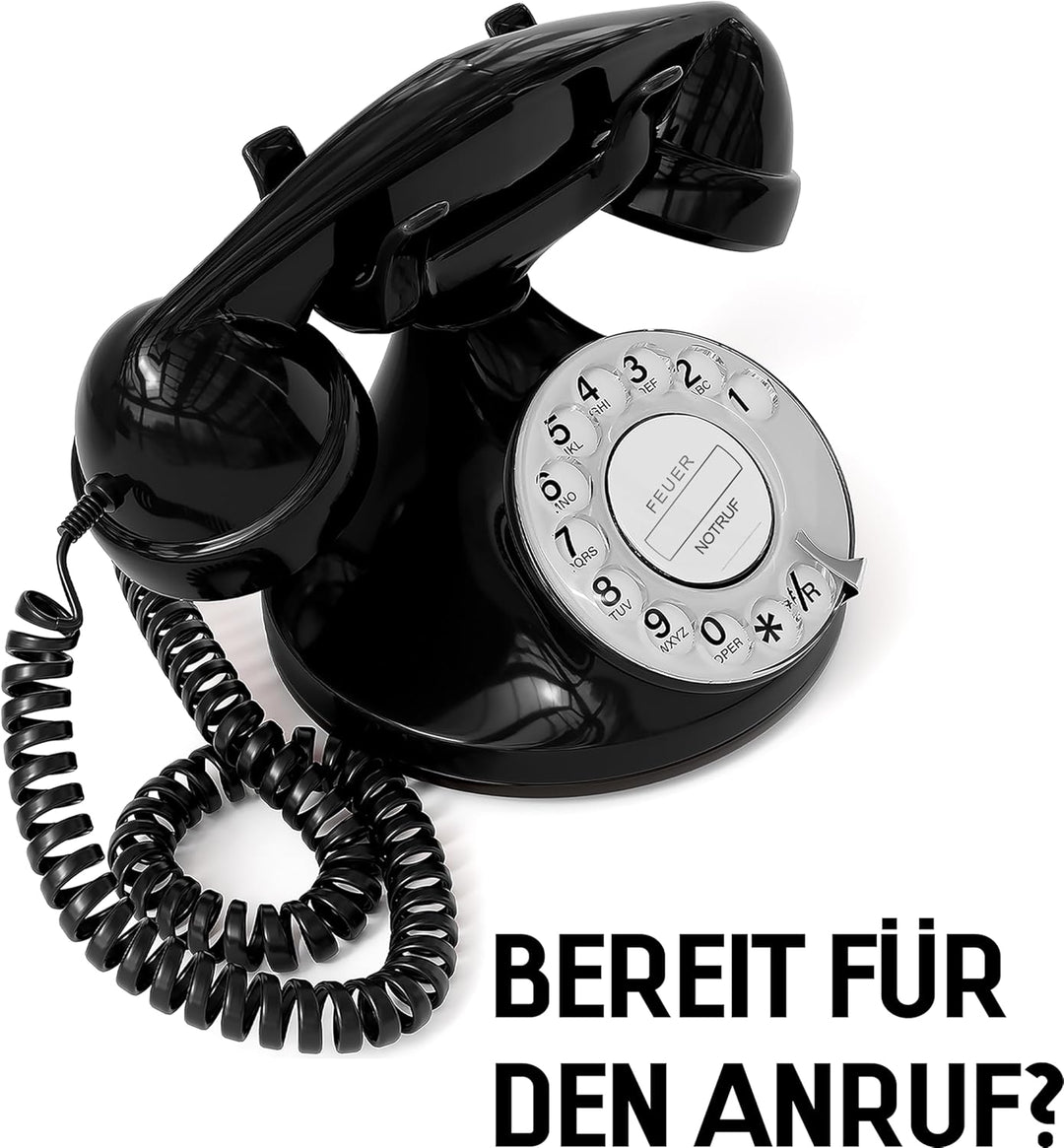 OPIS FunkyFon Cable: Retro-Telefon mit Wählscheibe in geschwungenem 1920er Stil mit elektronischer K