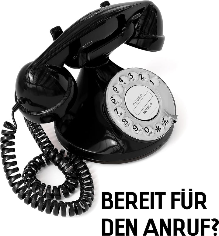 OPIS FunkyFon Cable: Retro-Telefon mit Wählscheibe in geschwungenem 1920er Stil mit elektronischer K