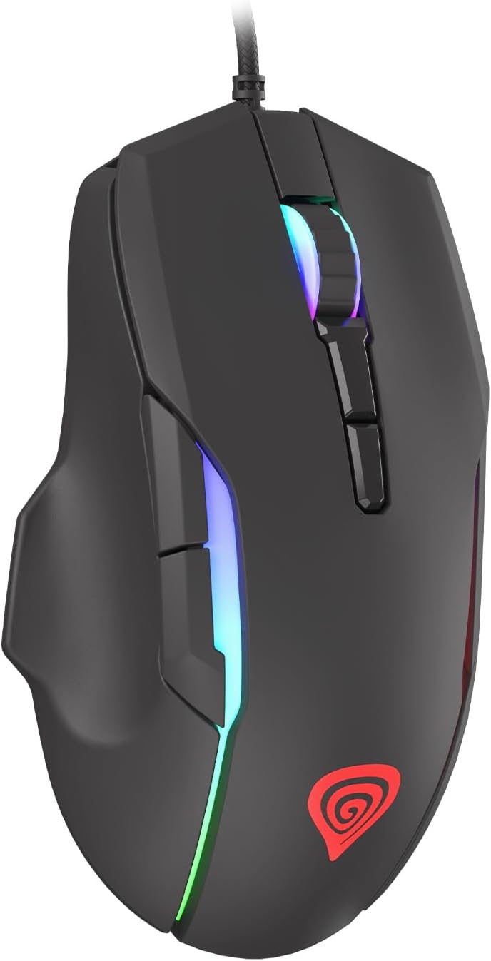 Genesis Xenon 220 G2 Gaming Maus kabelgebunden, leise Klicks, optischer Sensor bis 12800 DPI, RGB-Be