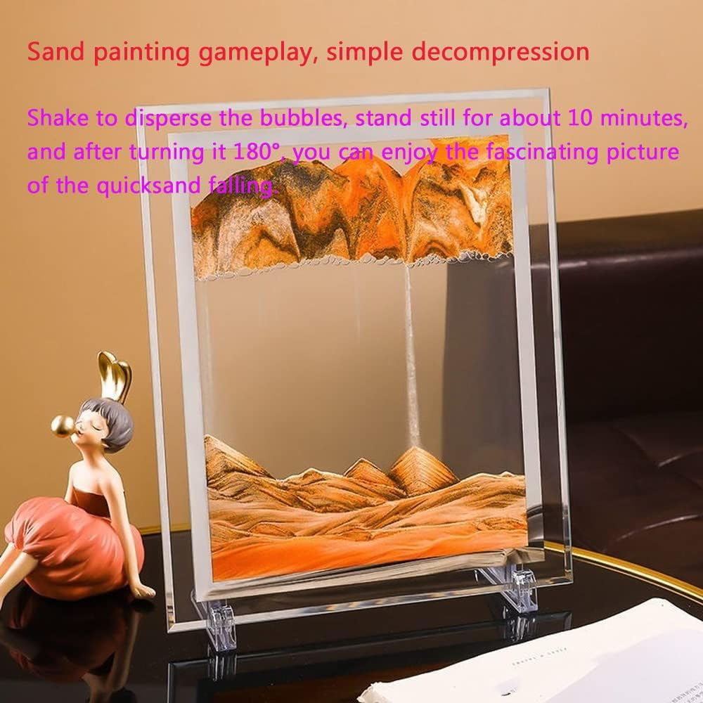 Bewegliches Sandkunstbild, dynamisches Sandbild, goldene Desktop-Sandkunst für Heimdekoration und Bü