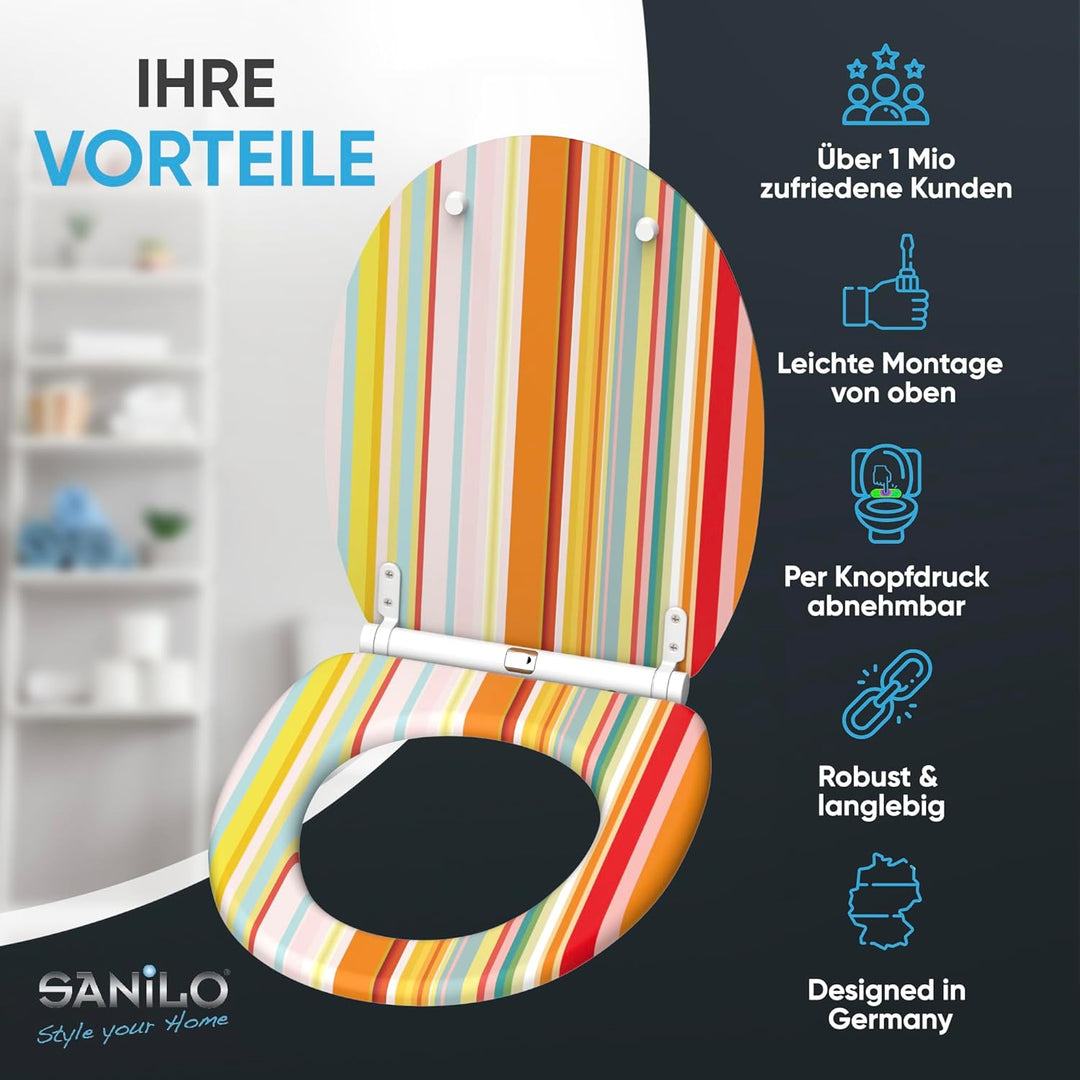 Sanilo WC-Sitz mit Absenkautomatik I Hochwertiger Toilettensitz aus Holz I Toilettendeckel in versch
