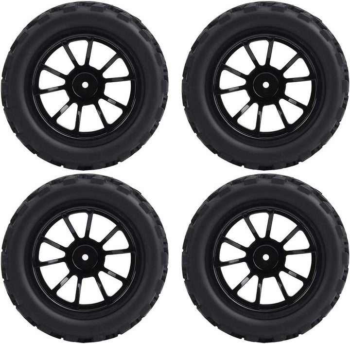 BuyWeek RC-Reifen, 4 Stück Gummi-RC-Autoreifen mit Naben für RC-LKW im Massstab 1:10(10 Holes), 10 H