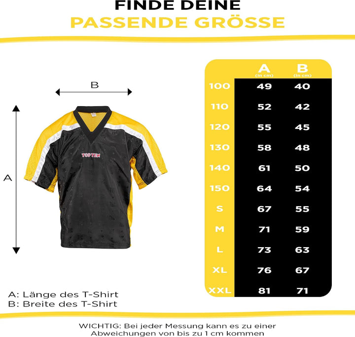 T-Shirt mit V-Ausschnitt zum Kickboxen „Kickboxjacke Mesh“ Schwarz - Gelb M, Schwarz - Gelb M