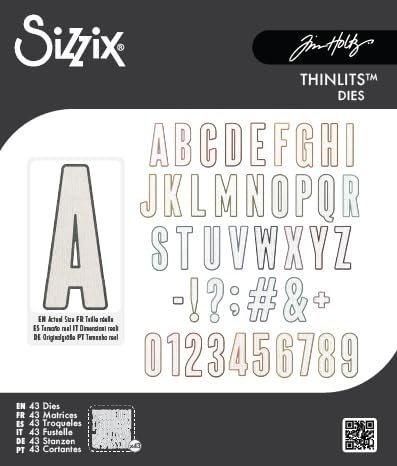 Thinlits Stanzformenset, alphanumerisches Bulletin, 43 Stück, von Tim Holtz, Bulletin