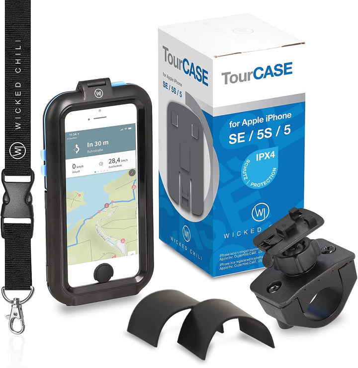 Wicked Chili Tour Case kompatibel mit iPhone SE (2016), 5S, 5 - Fahrrad Handy Halterung mit Lightnin