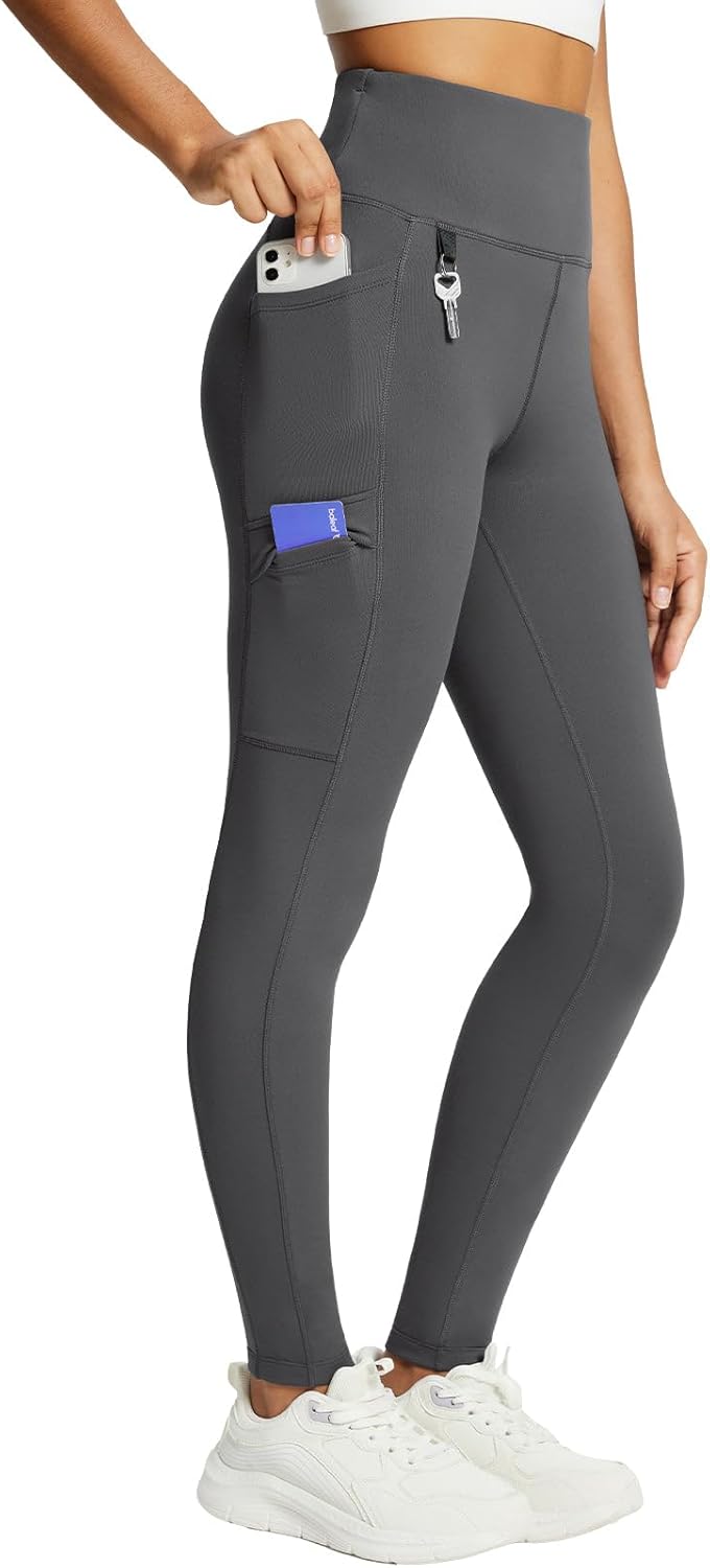 baleaf Damen Fleece gefütterte Leggings Wasserabweisend Hohe Taille Wanderleggings Thermo Leggings F