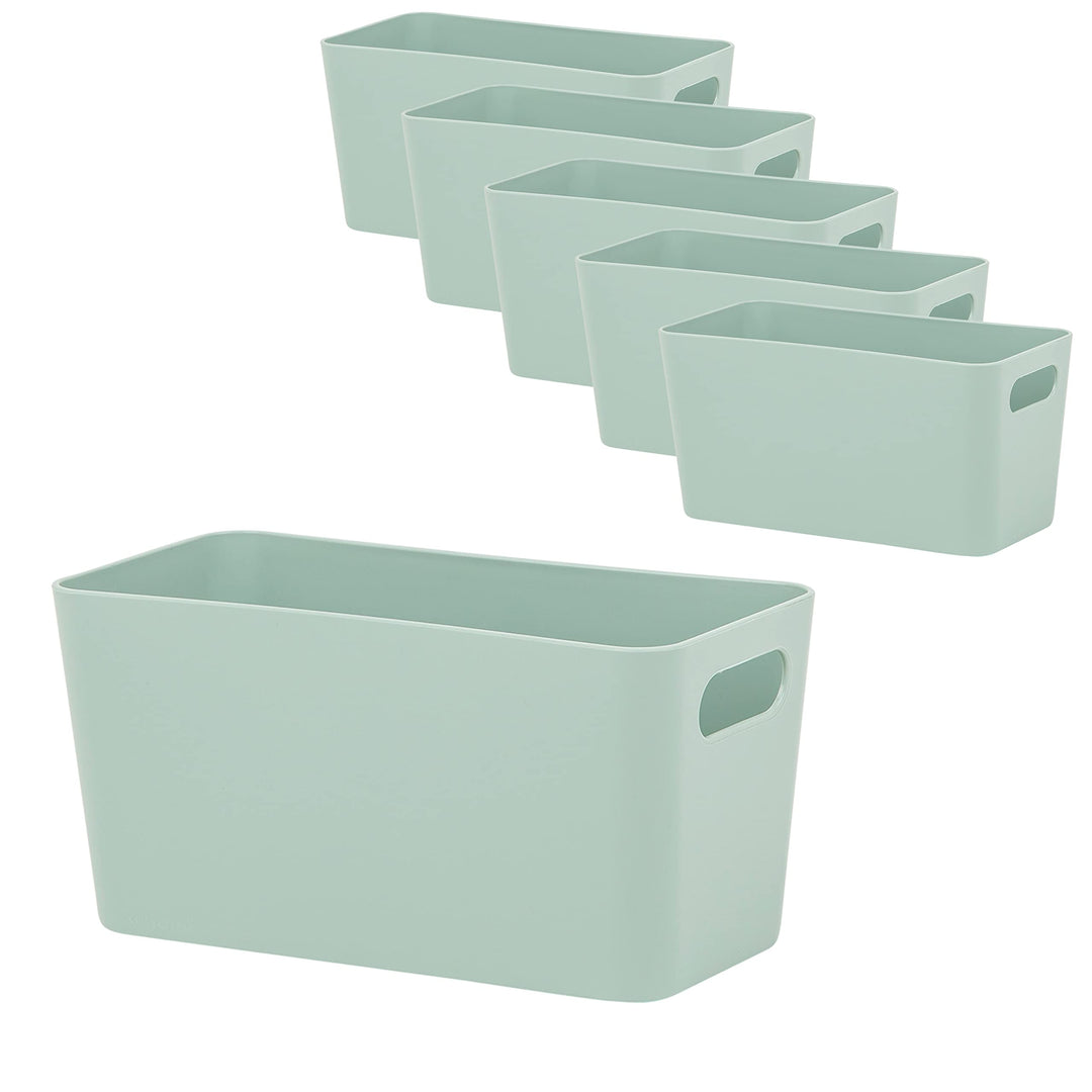 6x Ordnungsboxen - 10 cm hoch - grün - 20x10x10cm - 1,4 Liter - Ordnungskorb - Schubladenorganizer S