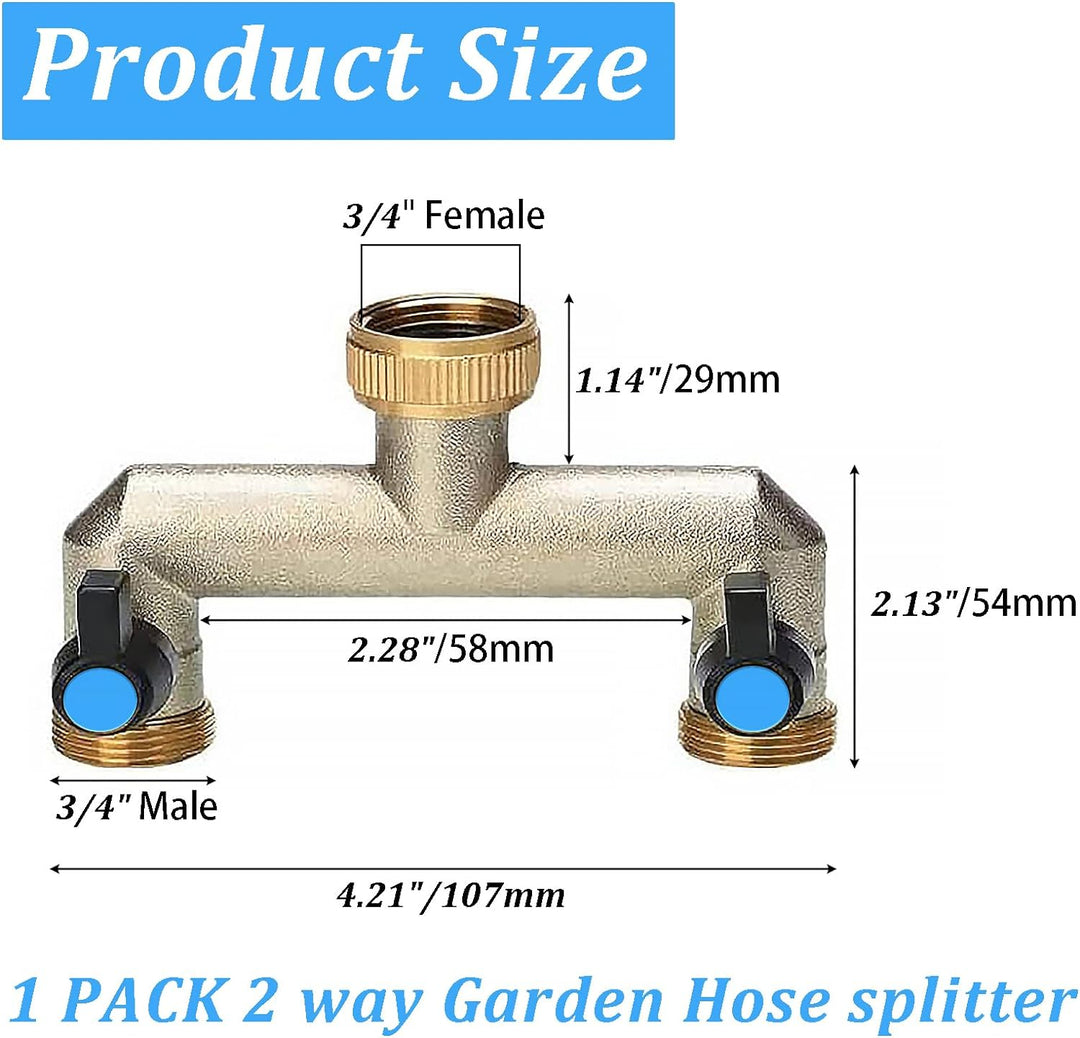 2-Wege-Gartenschlauch-Splitter Messing Gartenschlauch Zubehor 3/4 zoll Schlauchanschluss Satz mit Sc
