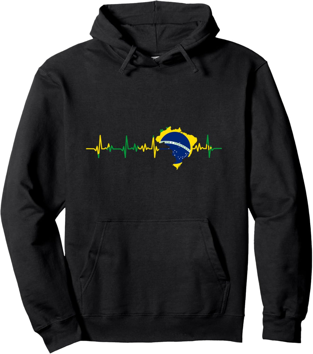 Brasilien Flagge Geschenk Herzschlag Pullover Hoodie