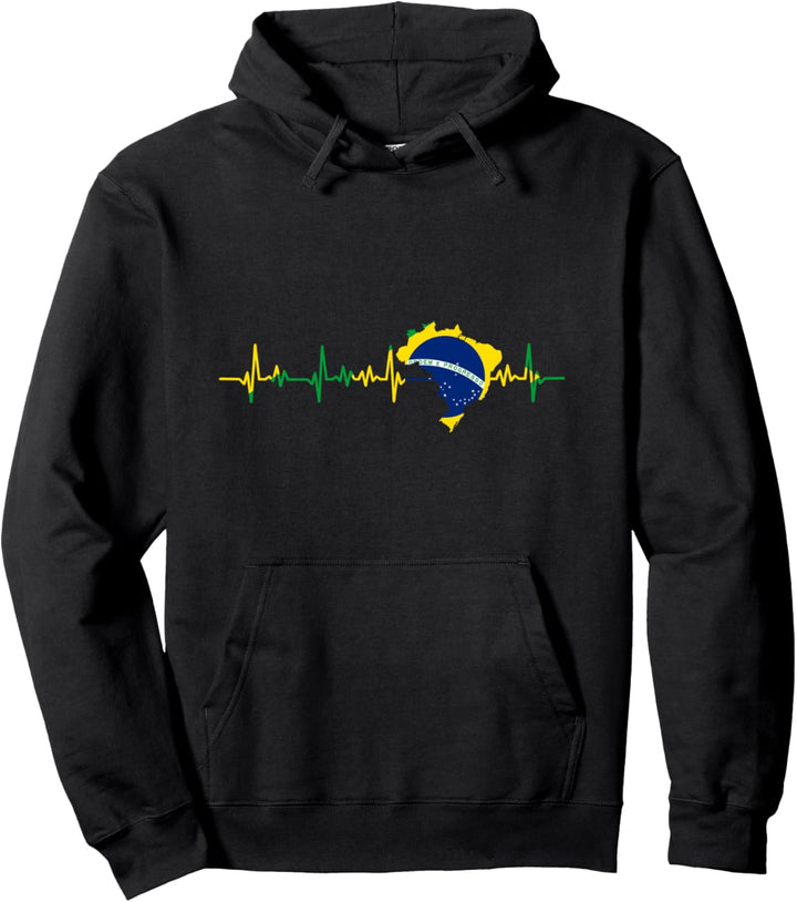 Brasilien Flagge Geschenk Herzschlag Pullover Hoodie