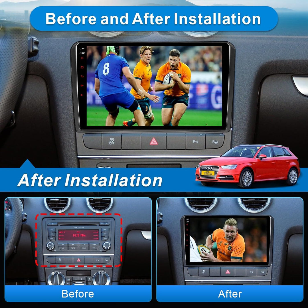 Android Autoradio mit Navi Bildschirm Wireless Carplay Android Auto für Audi A3 S3 RS3 2003-2012, 9