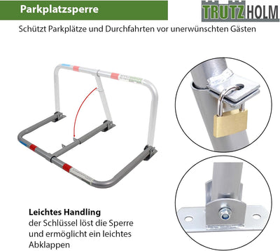 TrutzHolm® Profi Parkplatzsperre Parkplatzbügel Sperrbügel Parkplatzblockierer klappbar umlegbar Par