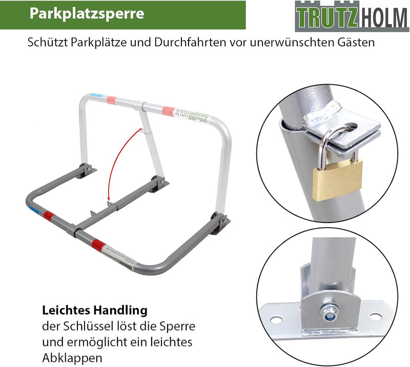 TrutzHolm® Profi Parkplatzsperre Parkplatzbügel Sperrbügel Parkplatzblockierer klappbar umlegbar Par