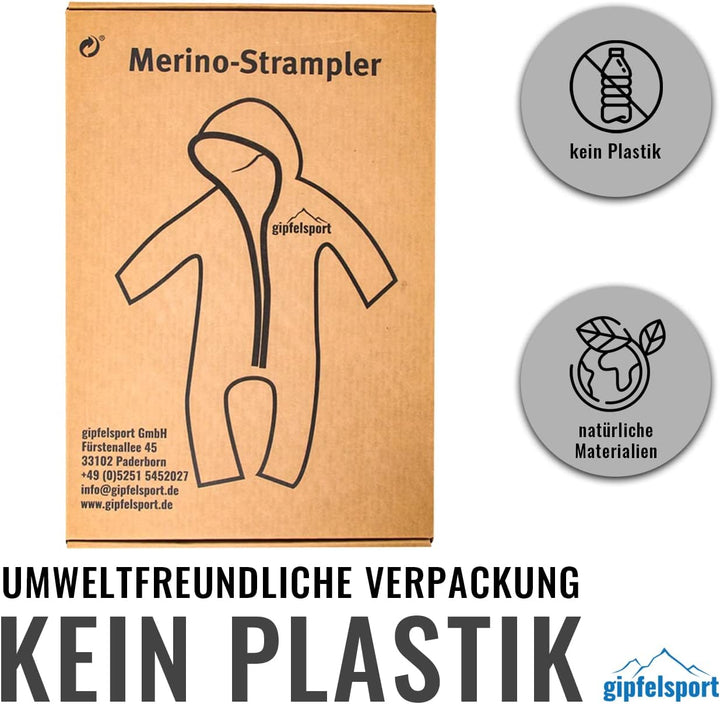 gipfelsport Wollwalk Overall Baby - Walkoverall mit Reissverschluss aus Natur Merino Wollfleece I Wo