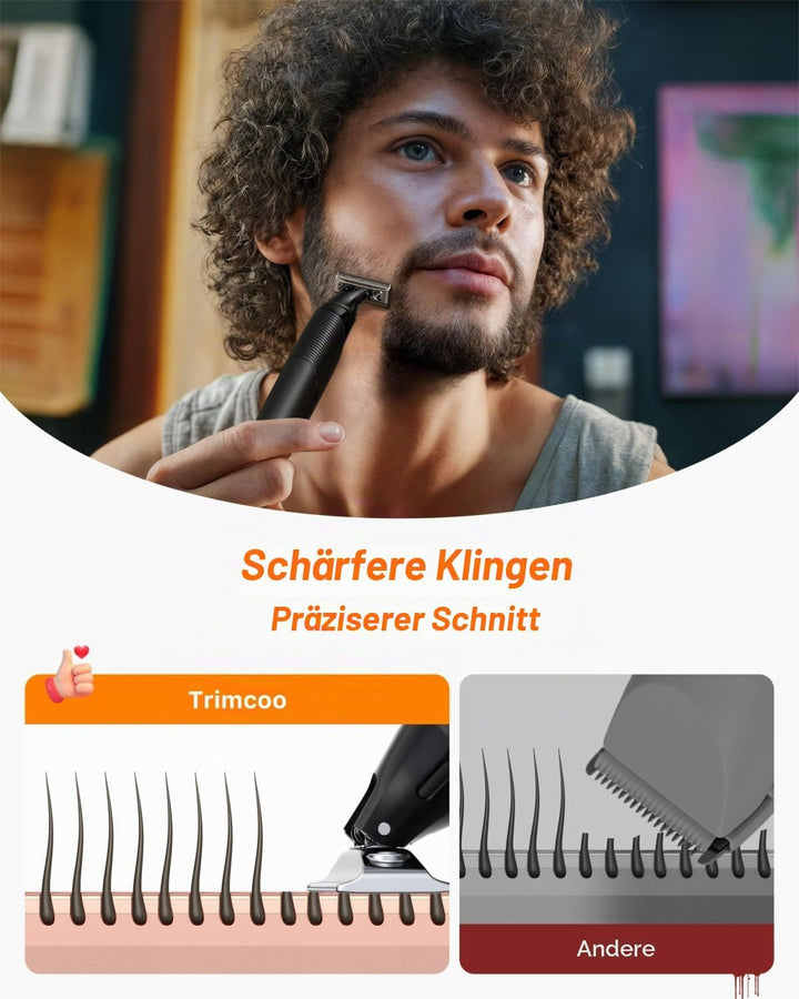 2025 Upgrade Elektrischer Barttrimmer & Rasierer [Schmerzfrei & Sanft] USB-C Schnellladung, Tragbare