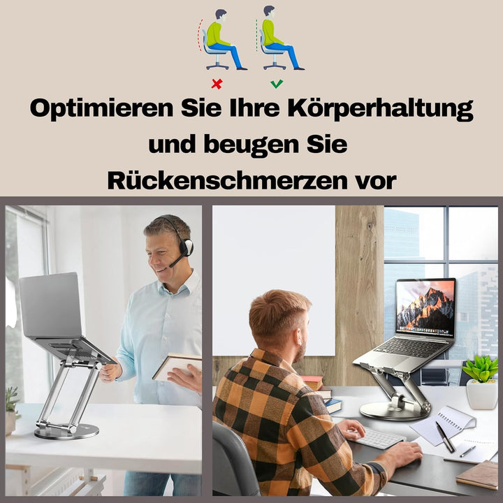 BEDUINS Laptop Ständer höhenverstellbar - Komfort per Knopfdruck, 360° drehbare Halterung - Vertical