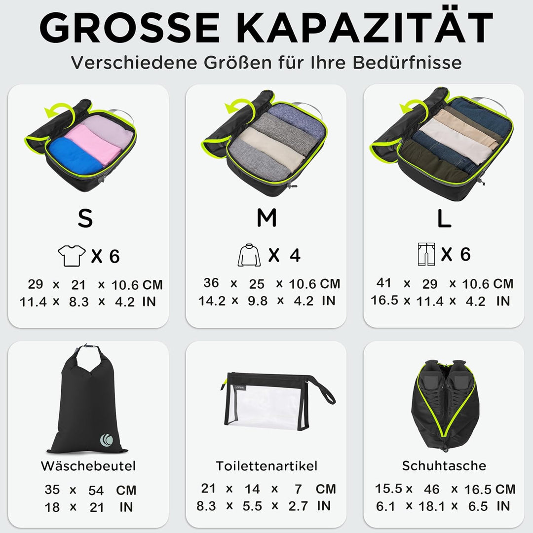Cipway Kompression Koffer Organizer Set für Rucksack ，Ultraleichte Packtaschen Compression Packing C