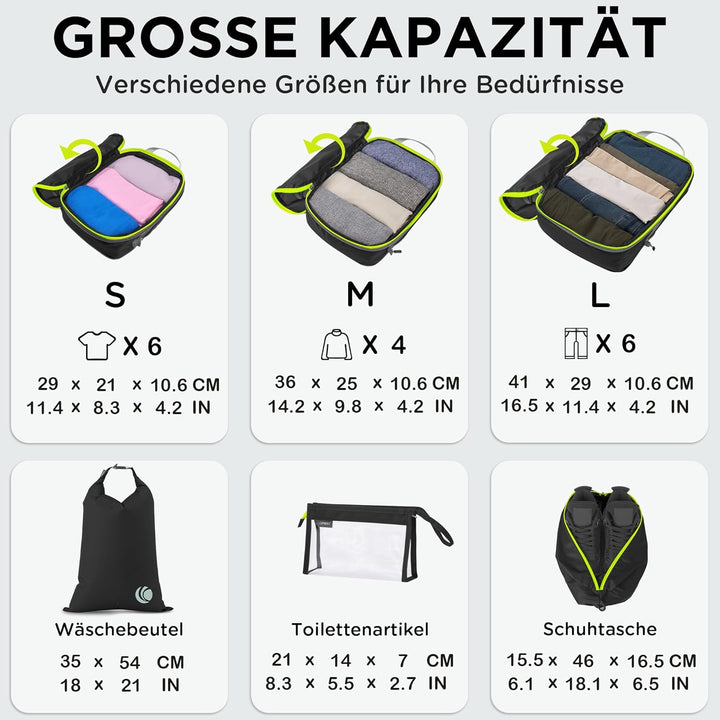 Cipway Kompression Koffer Organizer Set für Rucksack ，Ultraleichte Packtaschen Compression Packing C