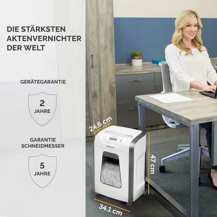 Fellowes Aktenvernichter für das Büro zu Hause - 15 Blatt Querschnitt Aktenvernichter für den Schrei