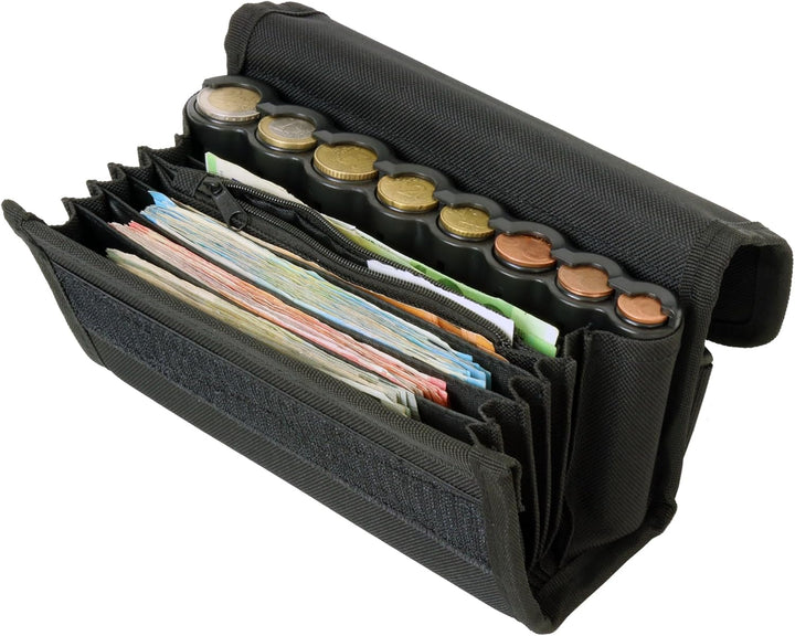 Monepass - Wallet Servicetasche mit Abs Schwarz Münzsortierer- Klettverschlus - Ideal für Transportb