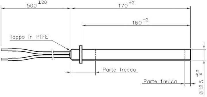 Easyricambi Zündkerze für Pelletofen; mit Flansch; Durchmesser 12,5 mm; 170 mm 160 mm 350 W