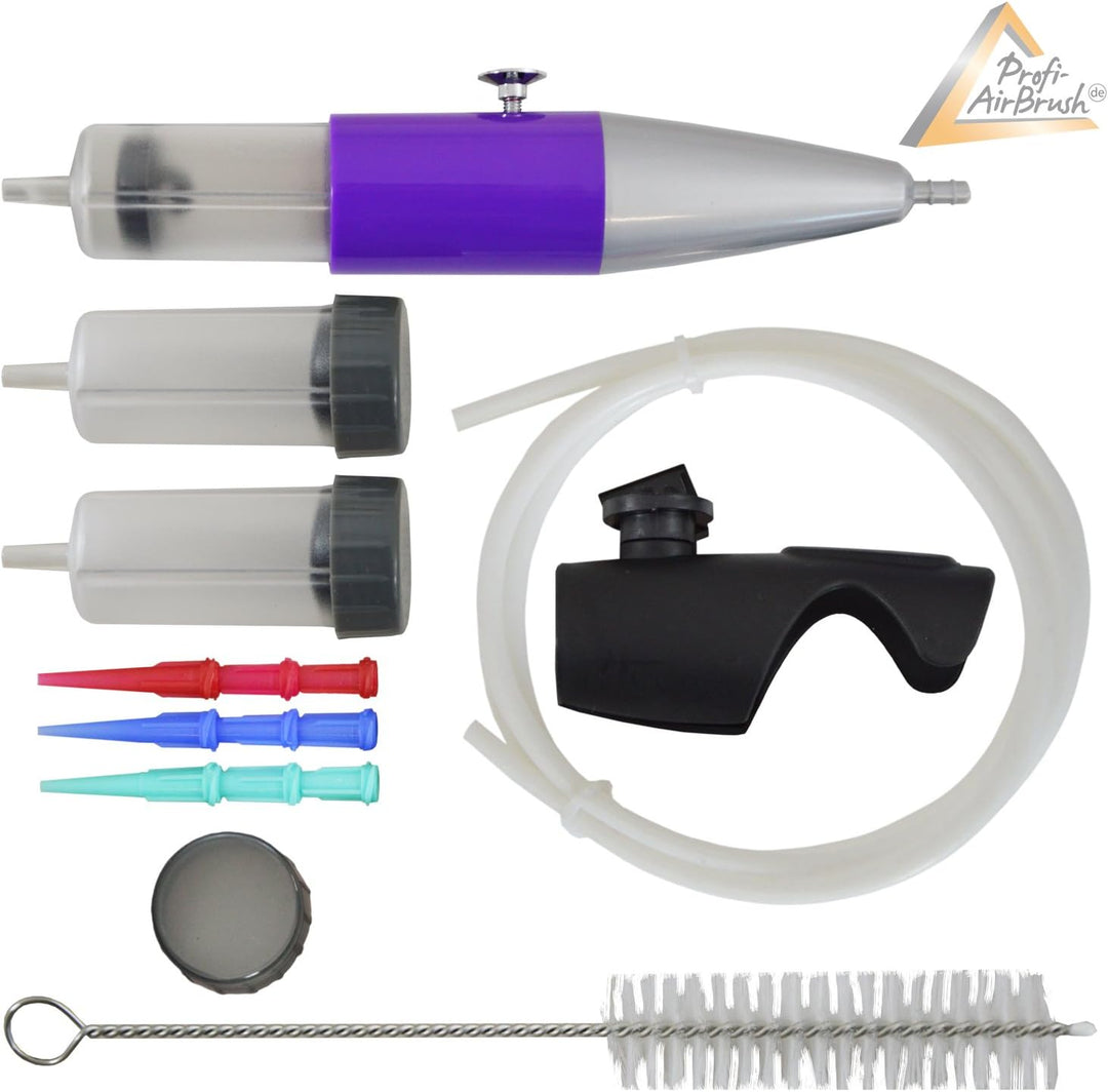 AirBrush Set Carry IV-TC Violet - Airbrush Kompressor mit Sensor-Touch-Control-Technologie/mit Torte