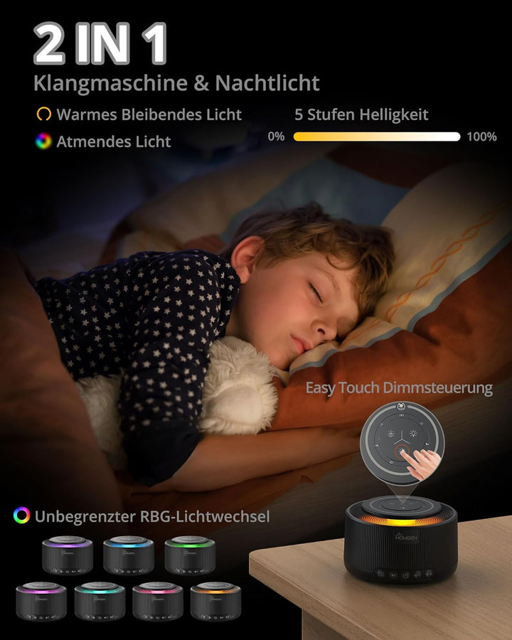 HOMGEN White Noise Machine Weisses Rauschen Maschine Einschlafhilfe Erwachsene Baby mit 3,5 mm Audio