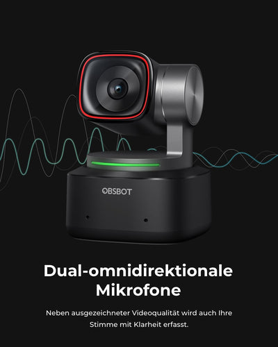 OBSBOT Tiny 2 - PTZ 4K Webcam mit KI-Tracking, Sprachsteuerung, Gestensteuerung, Autofokus, USB3.0,