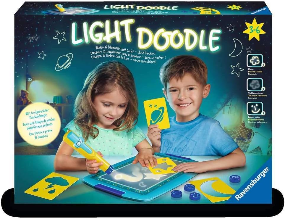 Ravensburger 18084 - Light Doodle Moon & Stars Light Doodle Mond & Sterne, Light Doodle Mond & Stern