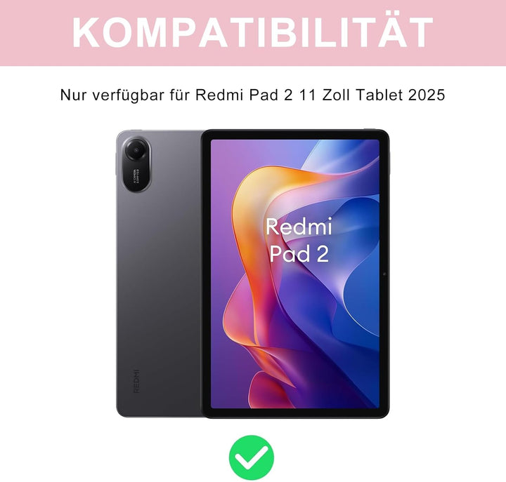 Hülle mit Tastatur für Xiaomi Redmi Pad 2 11 Zoll 2025/Redmi Pad SE 11 Zoll 2023 mit Stifthalter, Ma