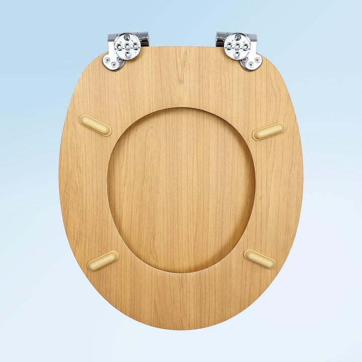 WC-Sitz mit Absenkautomatik, Toilettendeckel aus stabilem MDF-Holzkern, Verstellbare Scharniere aus