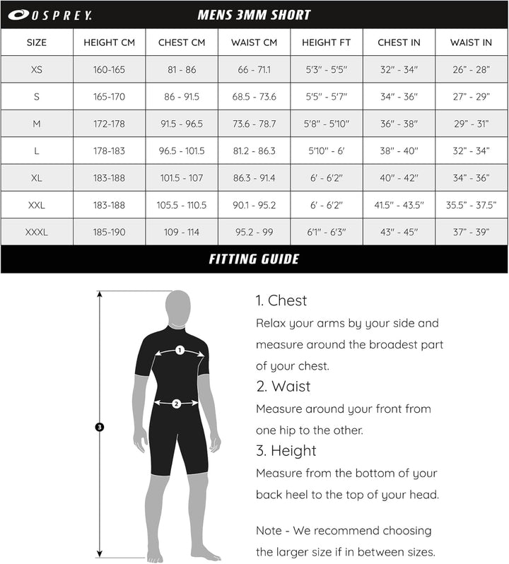 Osprey Herren Origin Shorty 3/2 mm Neoprenanzug Sommer, Herren, Origin Shorty 3/2 mm XXXL blau / wei