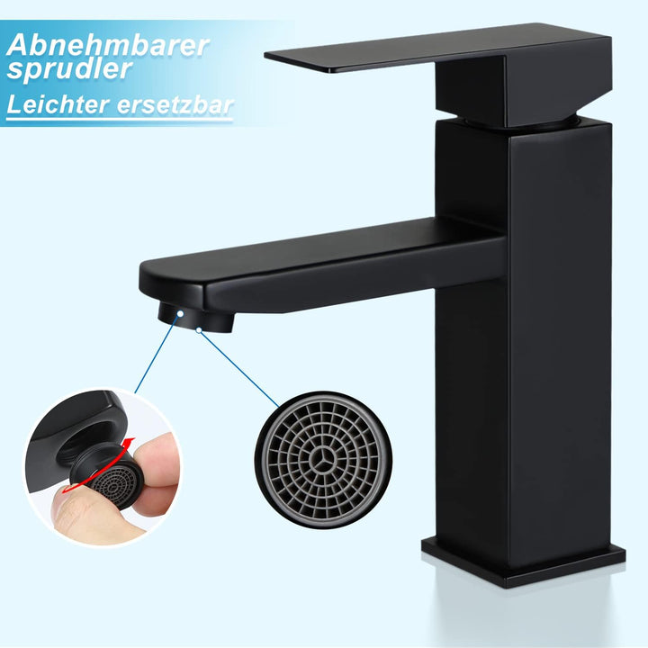 Mursche Wasserhahn Bad Waschtischarmatur Waschbecken - Armatur Schwarz Warm und Kaltwasserhahn Badez