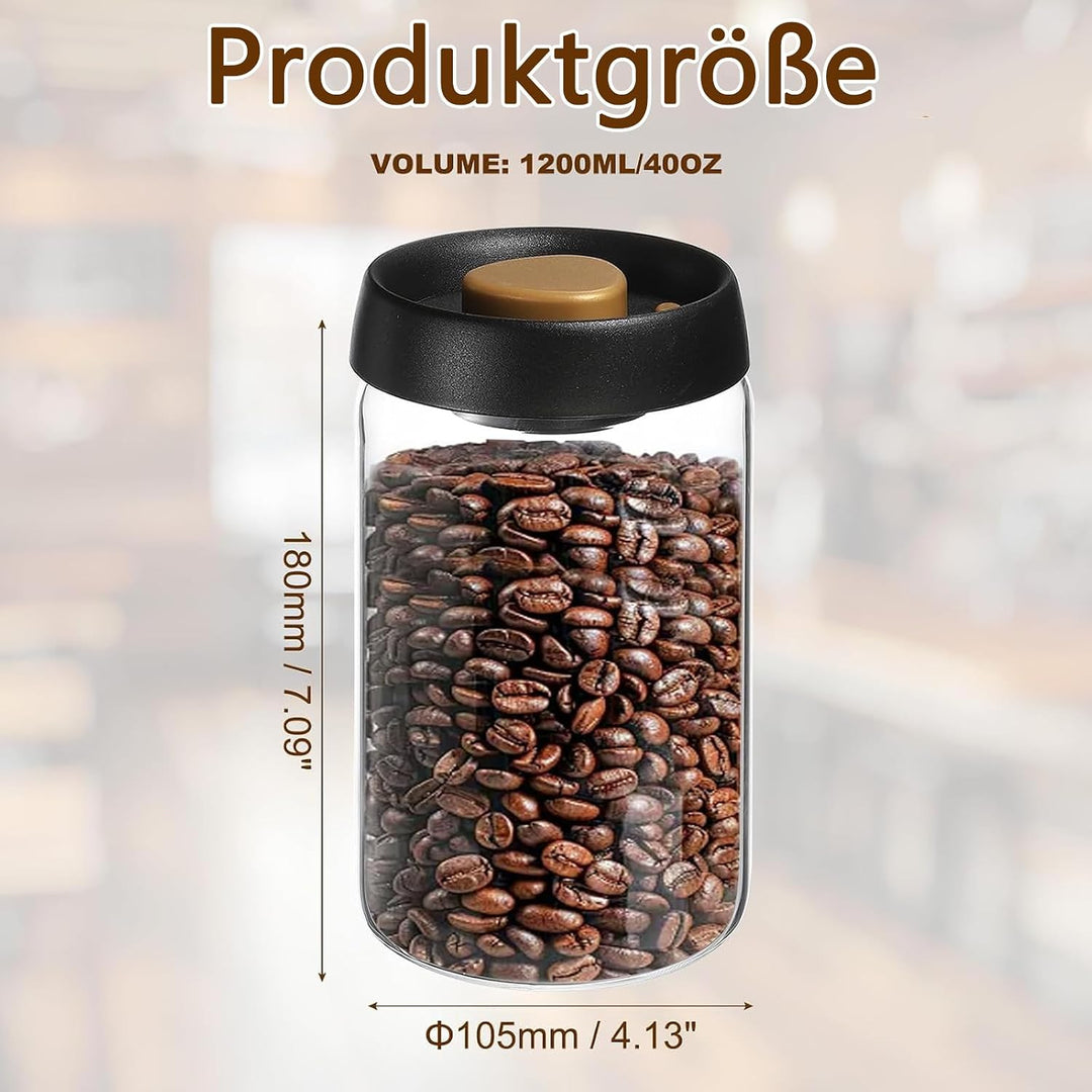 SUGODA Luftdichte Kaffeedose, 1200 ml Vakuumversiegelung für Gläser, Vorratsgläser mit Vakuumdeckel,