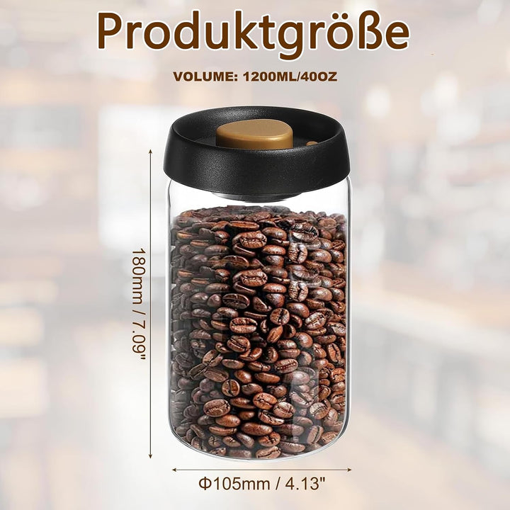 SUGODA Luftdichte Kaffeedose, 1200 ml Vakuumversiegelung für Gläser, Vorratsgläser mit Vakuumdeckel,