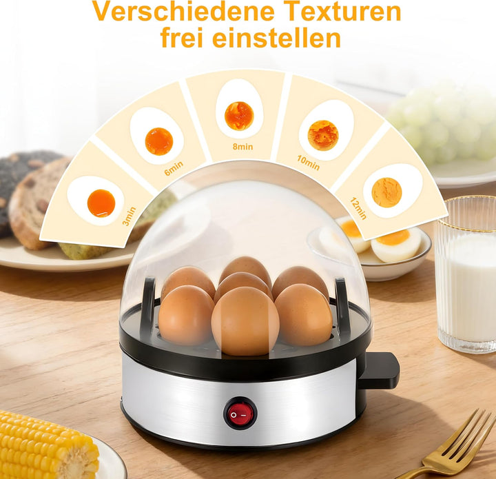 Elektrischer Eierkocher aus Edelstahl, für 1–7 Eier, mit Warmhaltefunktion, akustischer Signalton, B