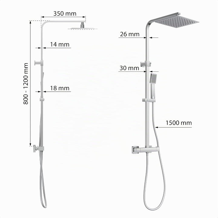 EISL CALVINO Duschsystem mit Thermostat Armatur, Komplettes Duschset mit Brausegarnitur (Regendusche
