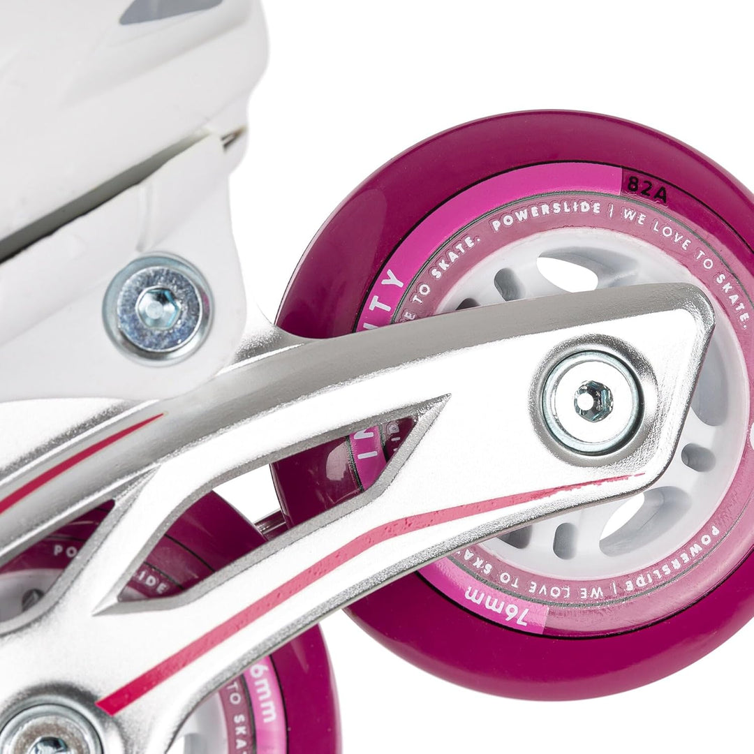 Powerslide Inline Skates Universe 4W Pink, grössenverstellbar, Pink für Kinder, ABEC 7 Kugellager, A